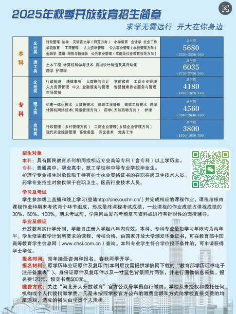 石家莊電大2026年春季招生簡章及報(bào)名電話